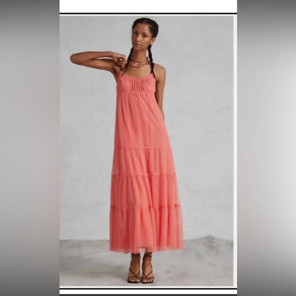 Anthropologie Maeve Coral Maxi Dress
